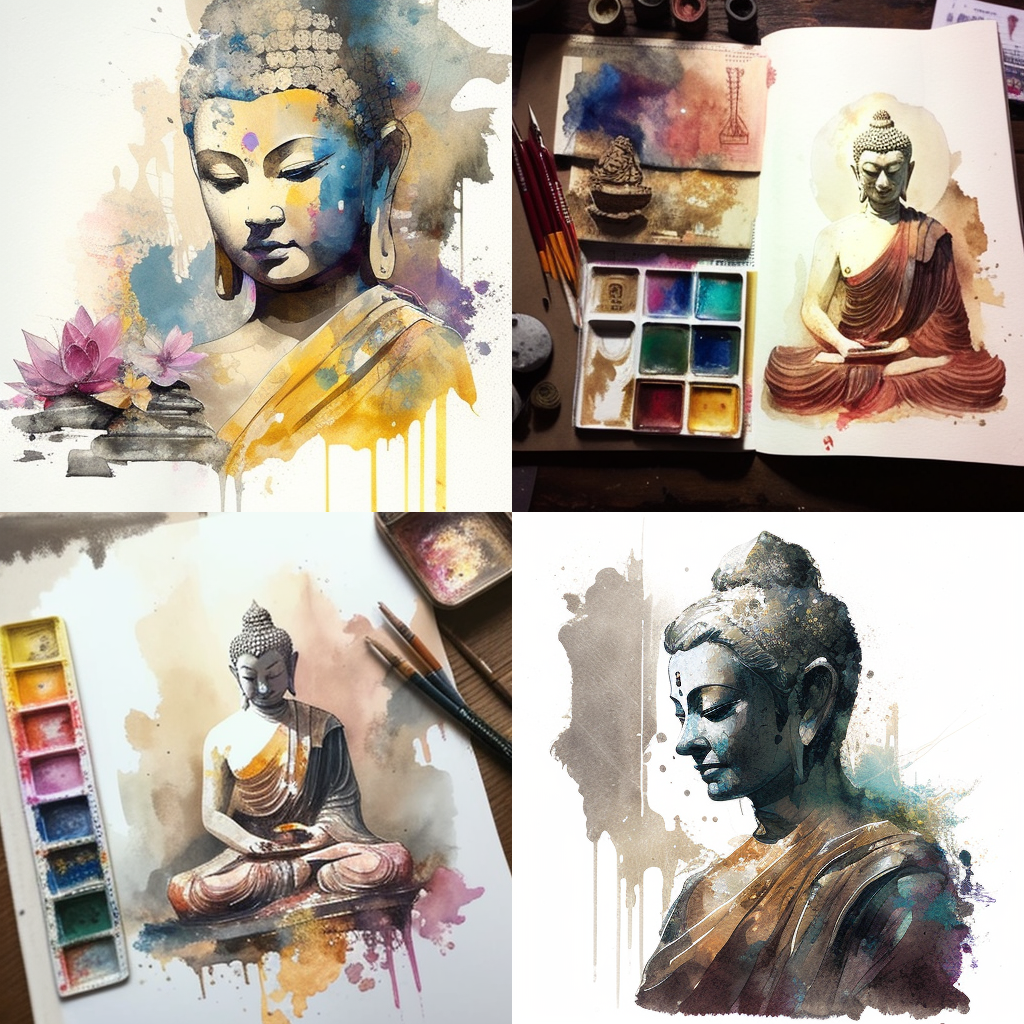 Watercolor, Buddha, Pigments, Washes, Brushes, ... Watercolor, Buddha, Pigments, Washes, Brushes, ...