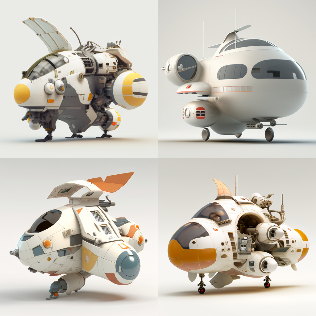 one-man flight vehicle, Designed by Toriyama Akira, Steamline, Minimalist, Sense of technology, industrial design, white background, studio lighting, 3d, c4d, blender, OC renderer, dribble, high details, 8k