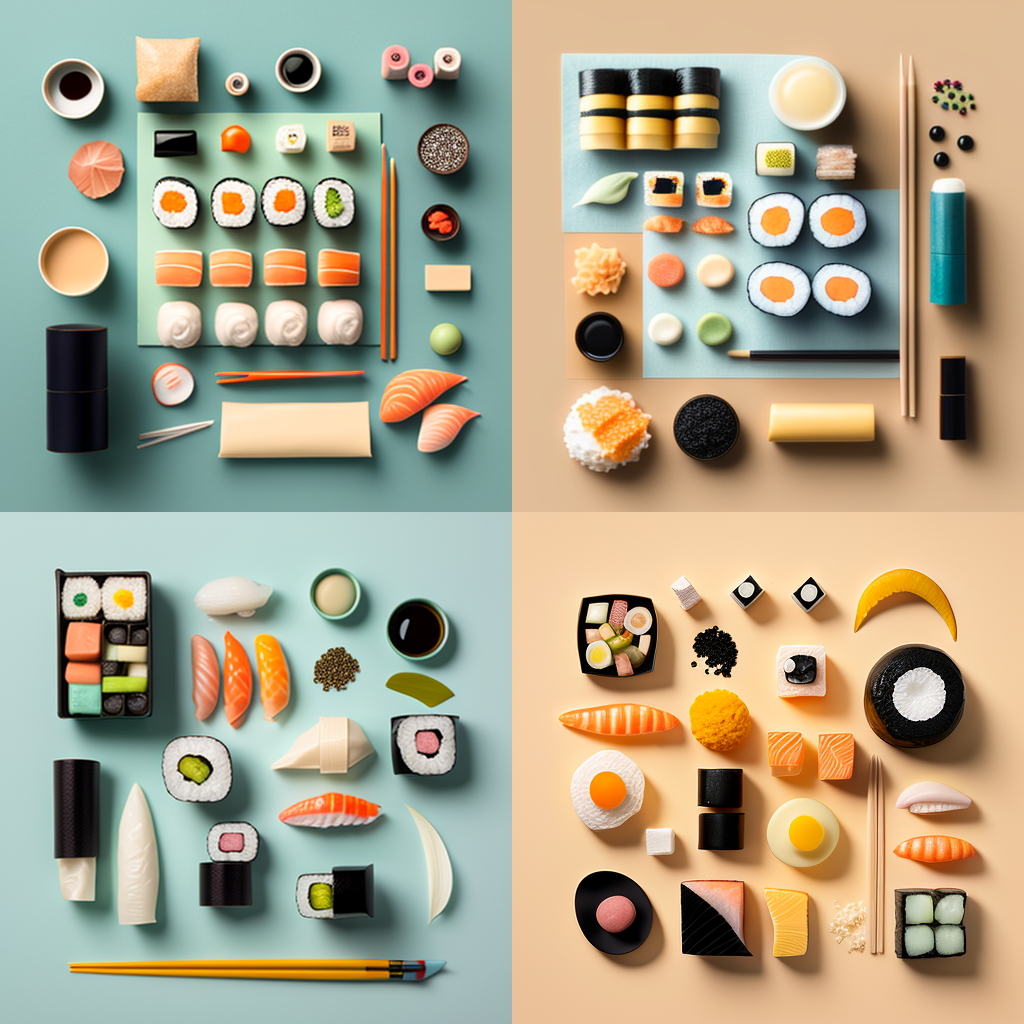 sushi, photo, Knolling, Pastel Background, Stu ... sushi, photo, Knolling, Pastel Background, Stu ...