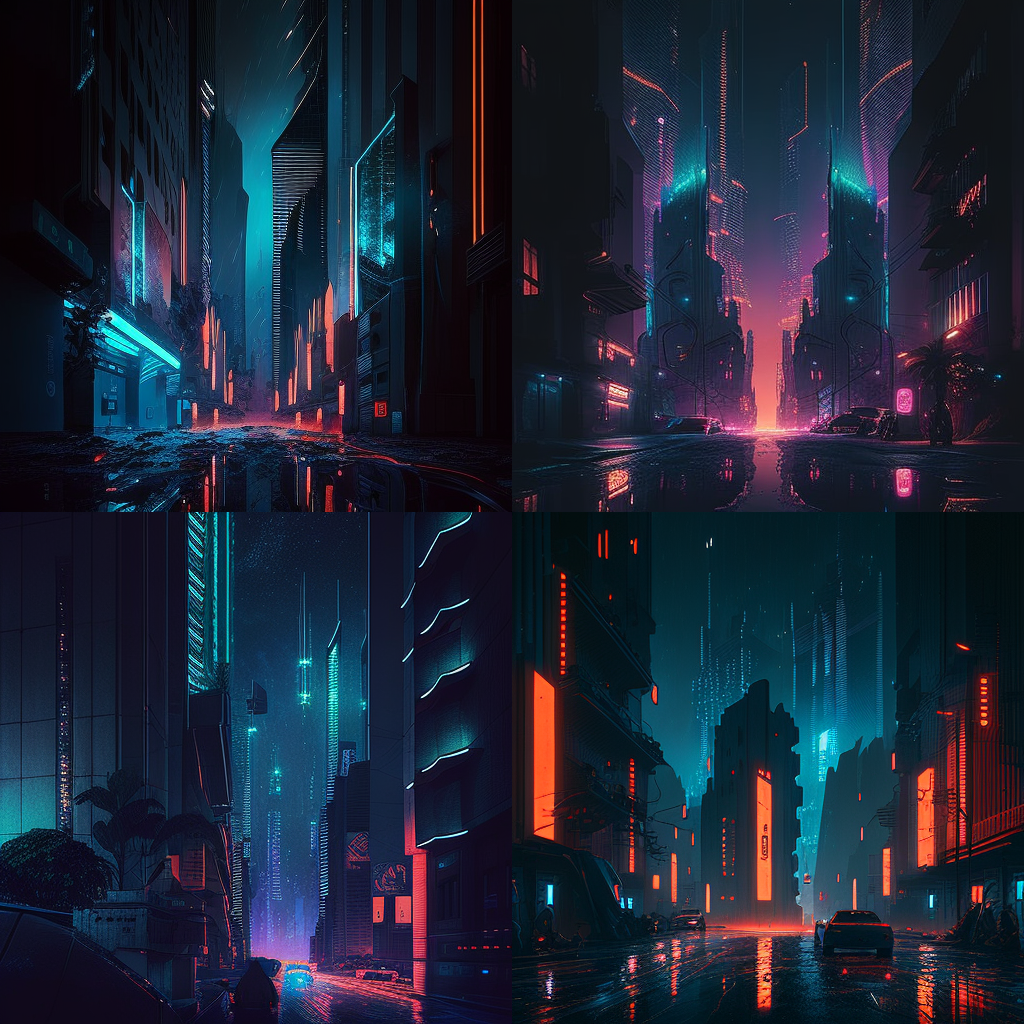 a dark city in the far future, street view, hi ... a dark city in the far future, street view, hi ...