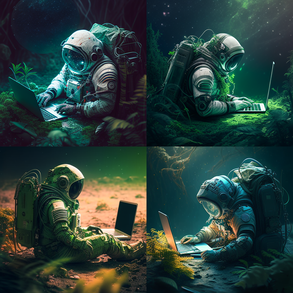 an astronaut, coding with a laptop, space, gre ... an astronaut, coding with a laptop, space, gre ...
